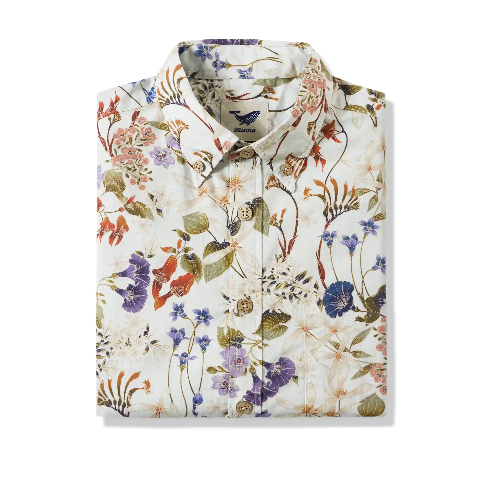 BOGO Men's Hawaiian Shirt Short Sleeve Button-down 100% Cotton Brown Aloha Australian Wildflower By Eloise