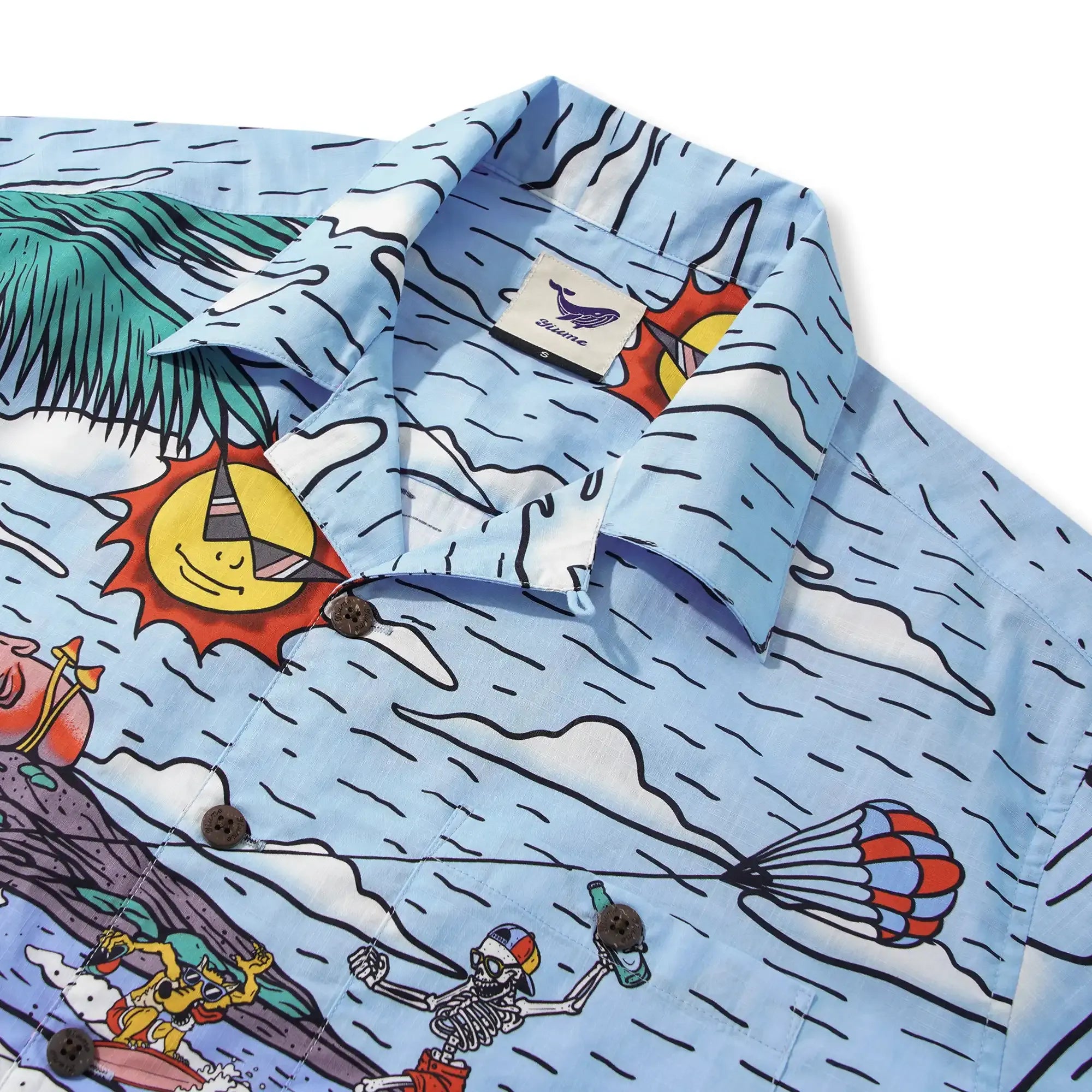 Alien Flamingo Men's Hawaiian Shirt Short Sleeve Camp Collar 100% Cotton Blue Beach Surfing Party Aloha Cosmic Coast Chaos