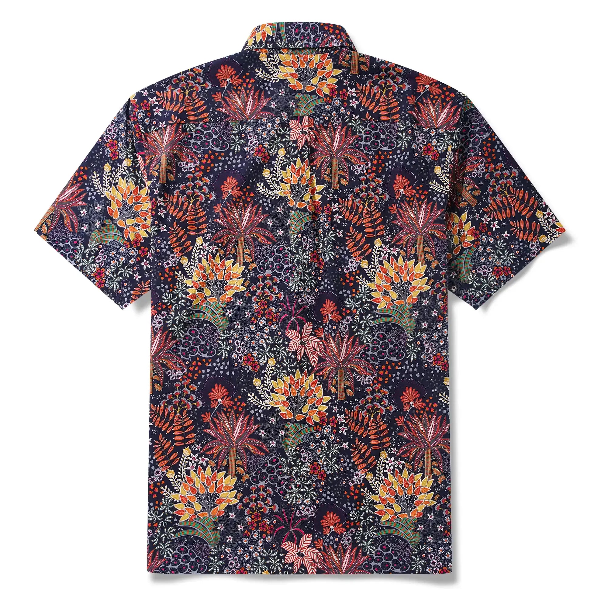 1950s Tropical Hawaiian Shirt For Men Print Short Sleeve 100% Cotton Red Shirt Aloha Quirky Plants