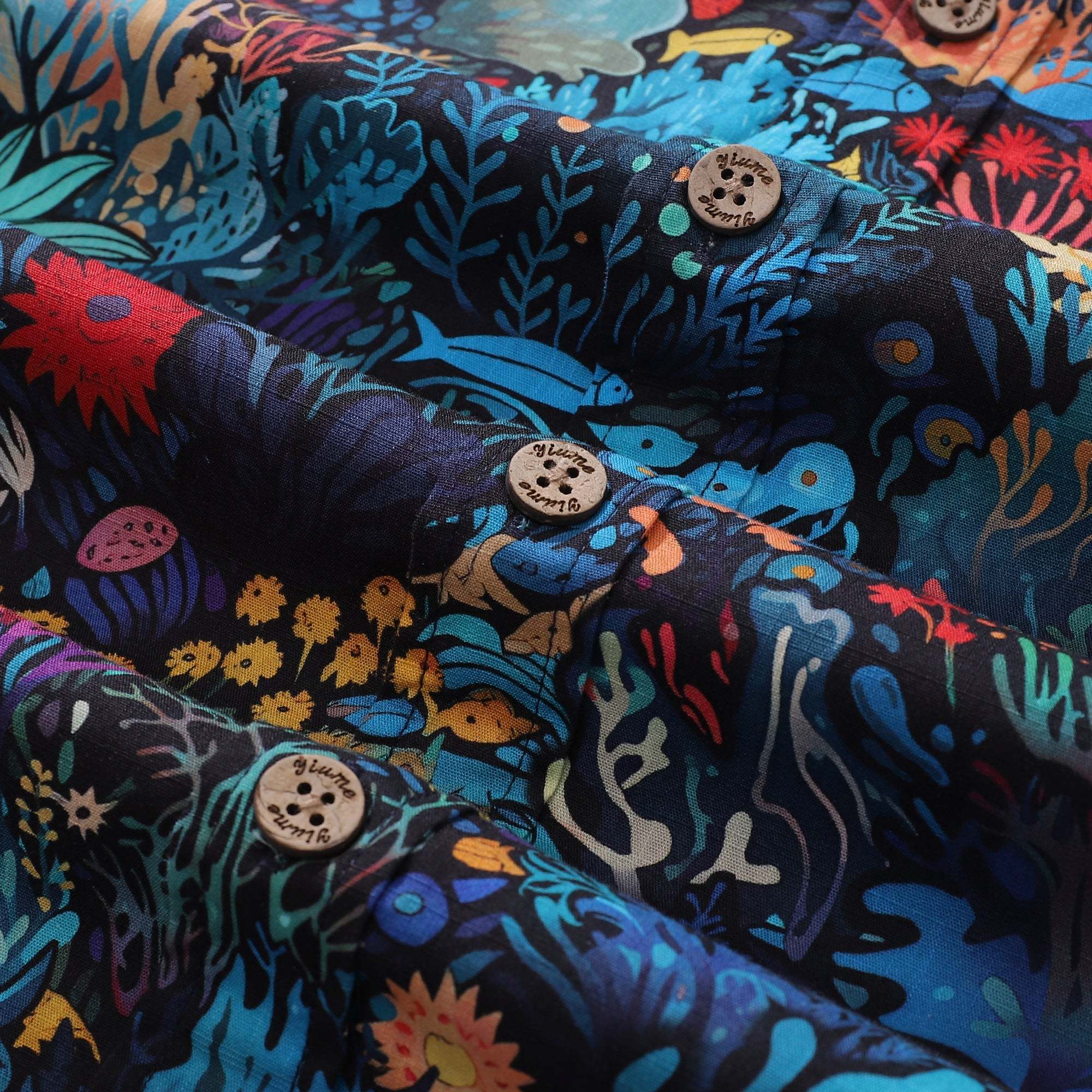 Best Hawaiian Shirt For Men 100% Cotton Blue Short Sleeve Button-down Shirt Marine Plants Shirt