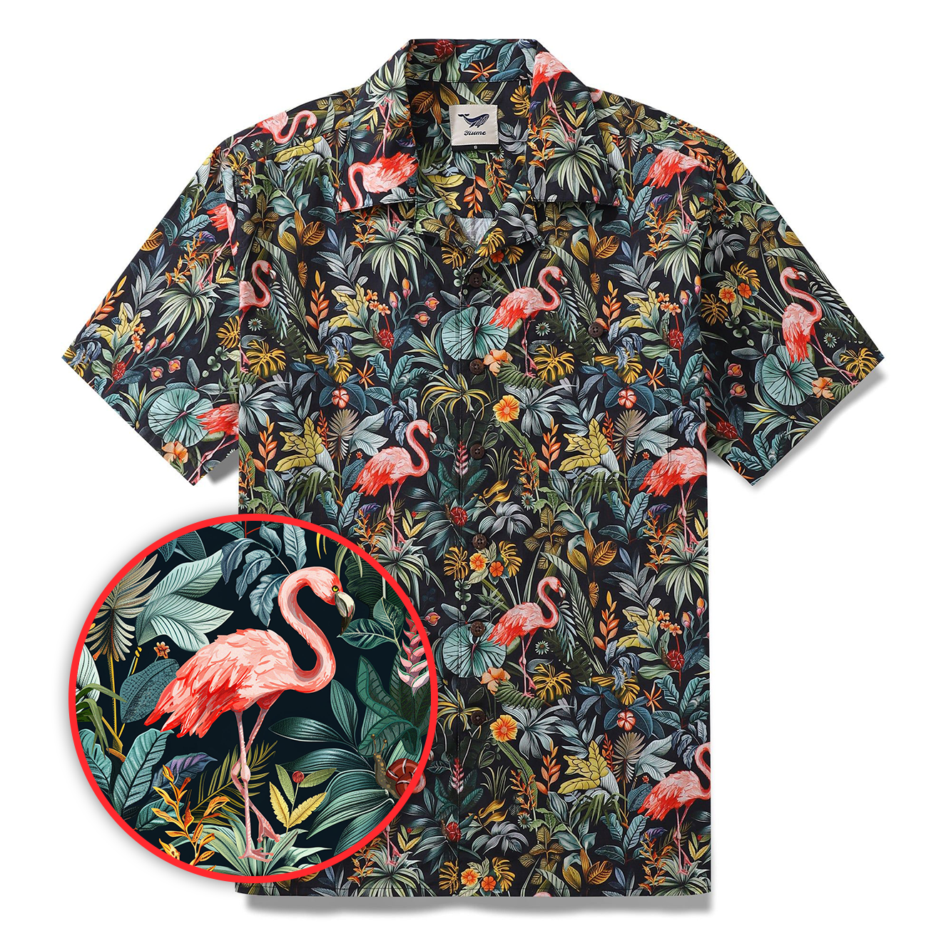 Hawaiian Shirt For Men Flamingo Haven Shirt Camp Collar 100% Cotton