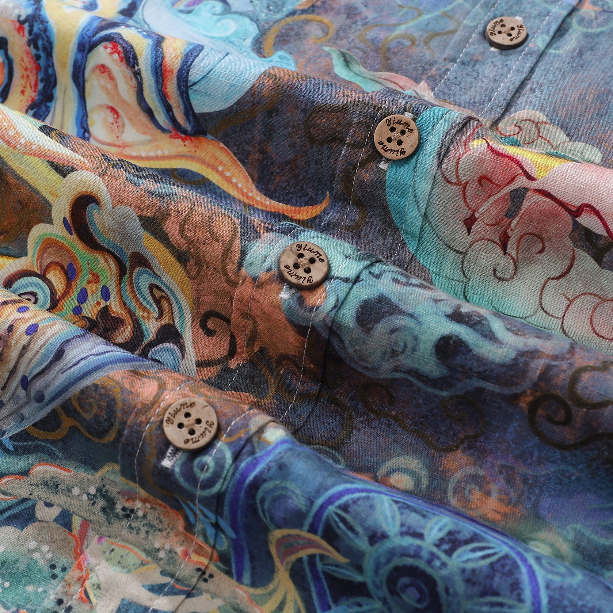 Cotton Hawaiian Shirt For Men Dreamland Art Button-down Short Sleeve Shirt